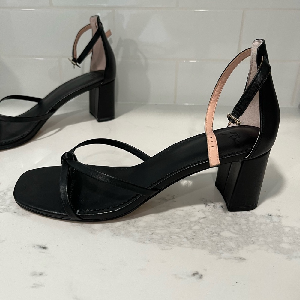Never worn j crew black strappy heels